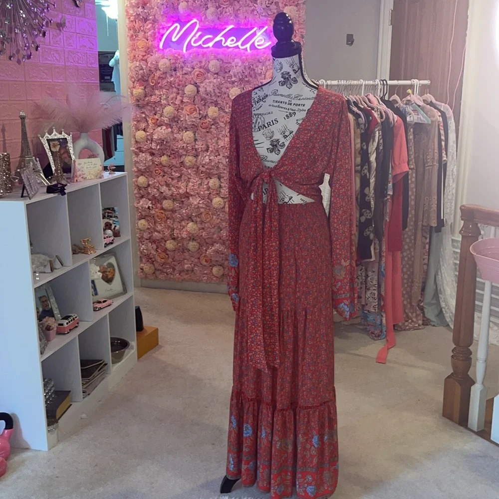 Bohemian Cropped Pheasant Blouse and Skirt Set❤️ - Picture 10 of 15